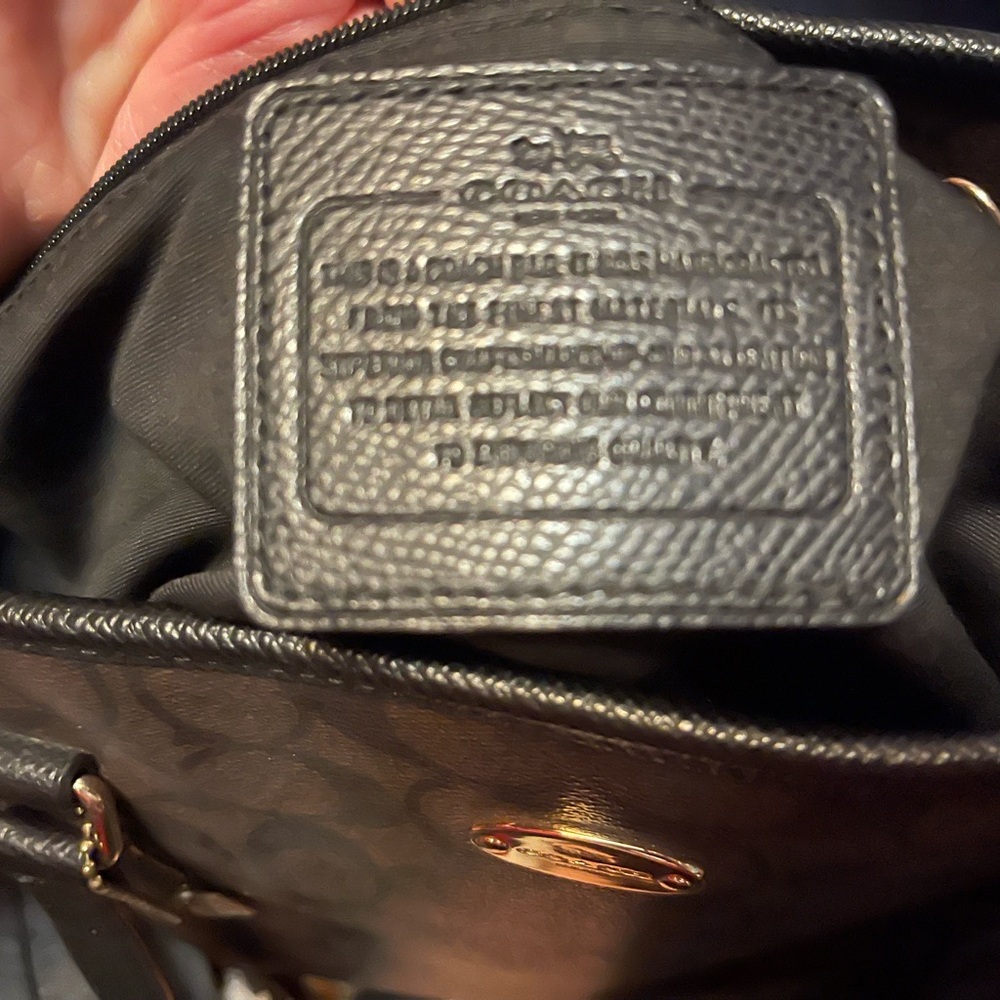 Coach Signature Brown and Black Tote - Picture 4 of 6